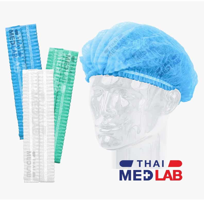 THAIMEDLAB-PPE-หมวกตัวหนอน-หมวกแพทย์-หมวกคลุมผมตัวหนอน-Nurse-Cap-bouffant-cap-หมวกกันฝุ่นละออง-หมวกคลุมกันไวรัส-สะอาด ปลอดภัย เพราะผลิตจากผ้าใยสังเคราะห์ แบบตัวหนอน สามารถกันละอองน้ำและฝุ่นละอองที่น้อยกว่า 3 ไมครอน
